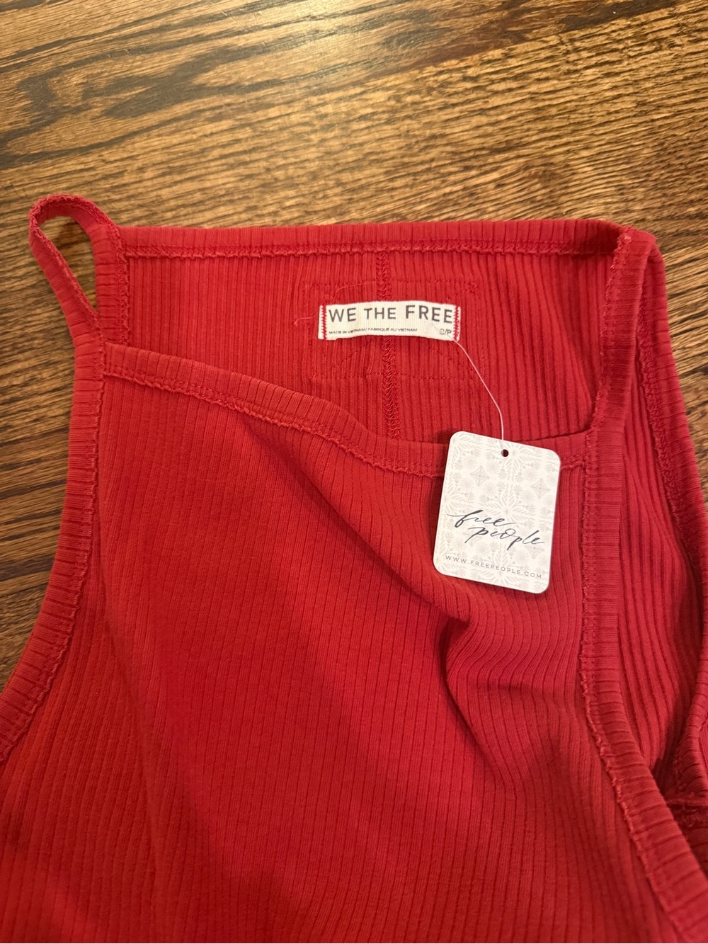 We The Free Red Ribbed Square-Neck Tank - Picture 3 of 3